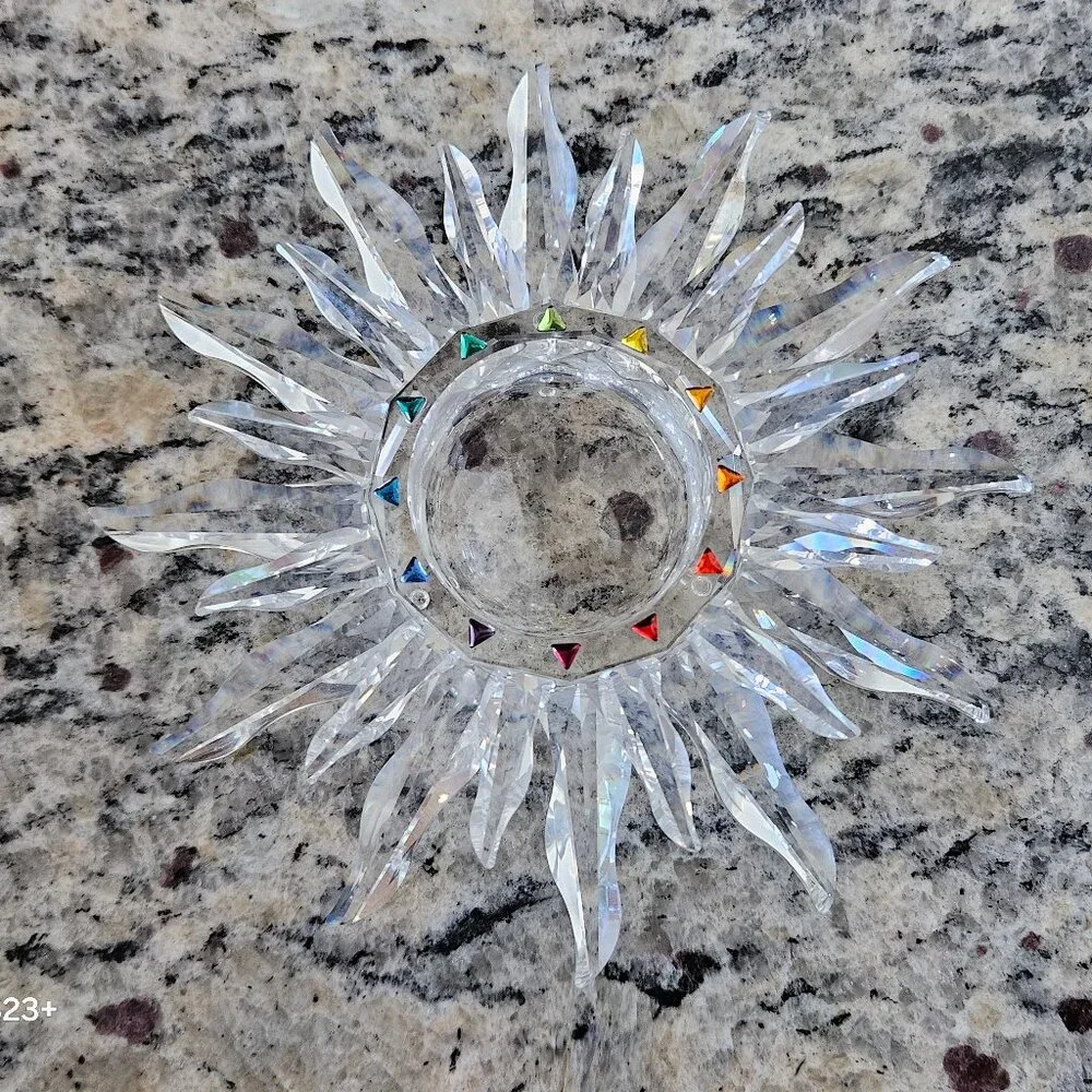 RARE VINTAGE SWAROVSKI CRYSTAL SOLARIS SUN STAR TAPER CANDLEHOLDER ORIGINAL BOX